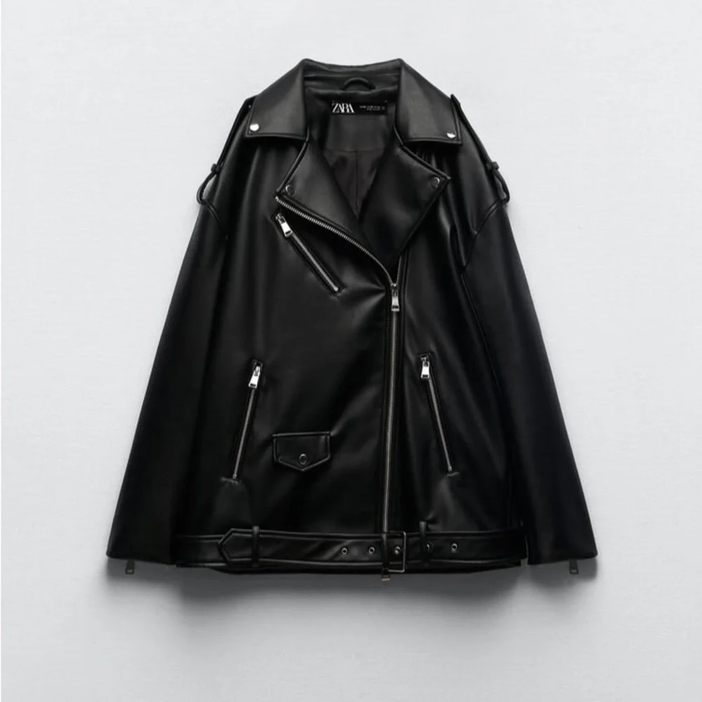 Oversized Faux Leather Biker Jacket - Picture 3 of 4